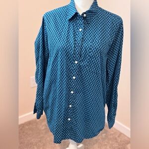 Lands End Women’s Blue Patterned Shirt